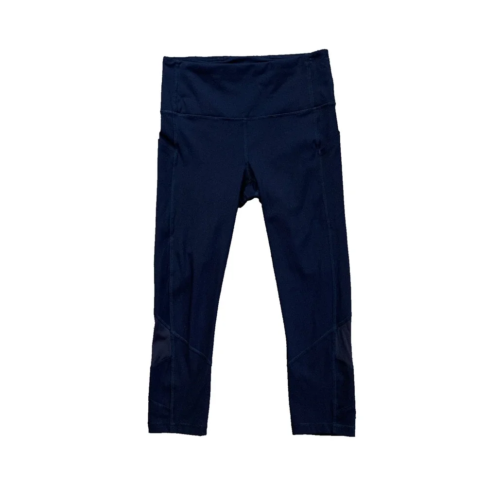 Lululemon Leggings Womens 6 Navy Pace Rival High Rise Crop Stash Pockets Pant